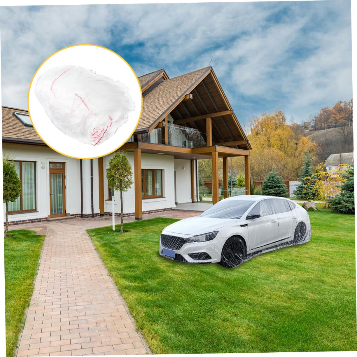 TOPPERFUN Quick-Install Car Cover Disposable Full Coverage Auto Rainproof Outdoor Cover — view 9