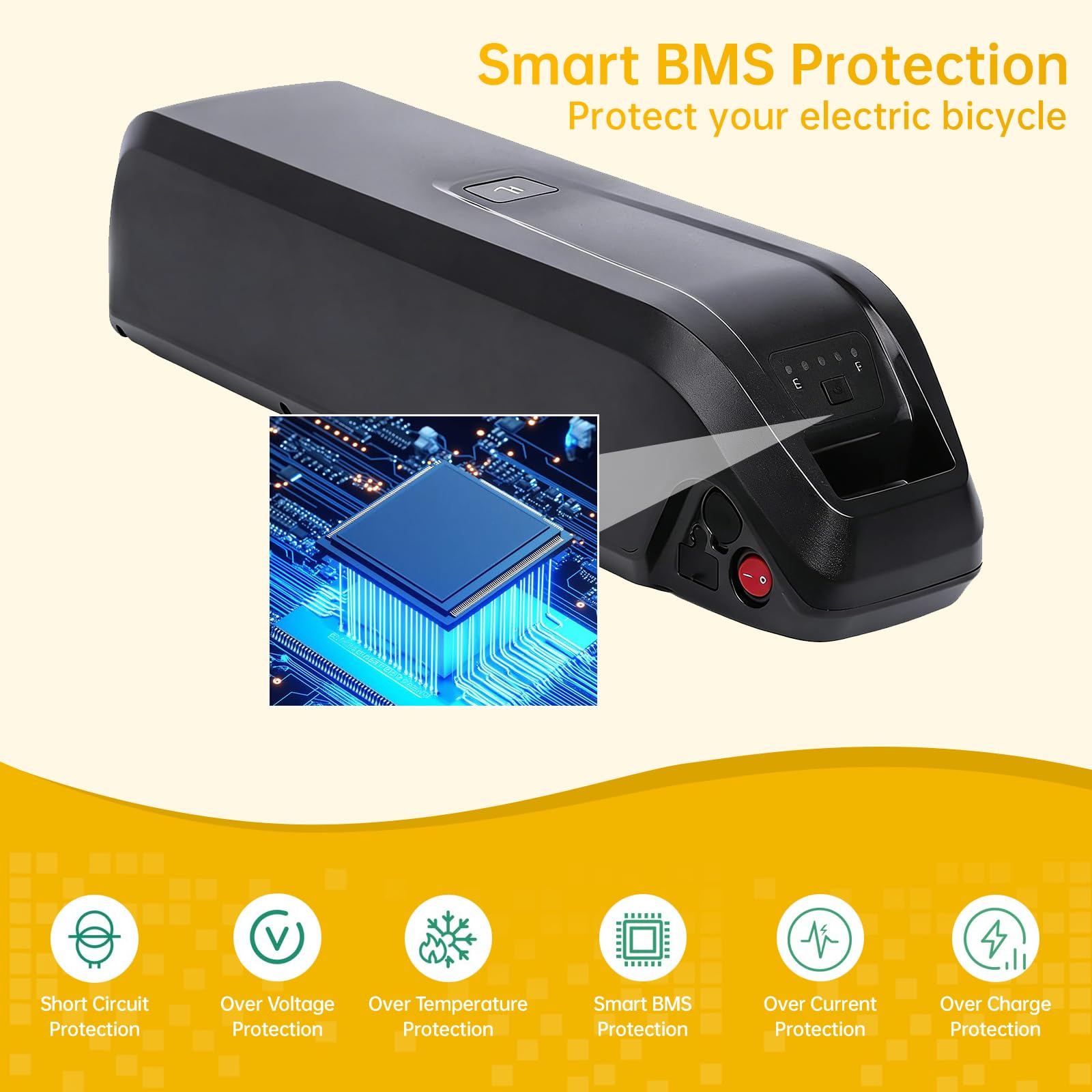 36V/48V akumulator elektryczny do roweru 13Ah/15Ah/17,5Ah/20Ah litowy Odpowiedni dla elektrycznych rowerów od 0-1200W Kompatybilny z Jasion EB5 ActBestbike Rower wyścigowy Wyposażony w 3A szybkie
