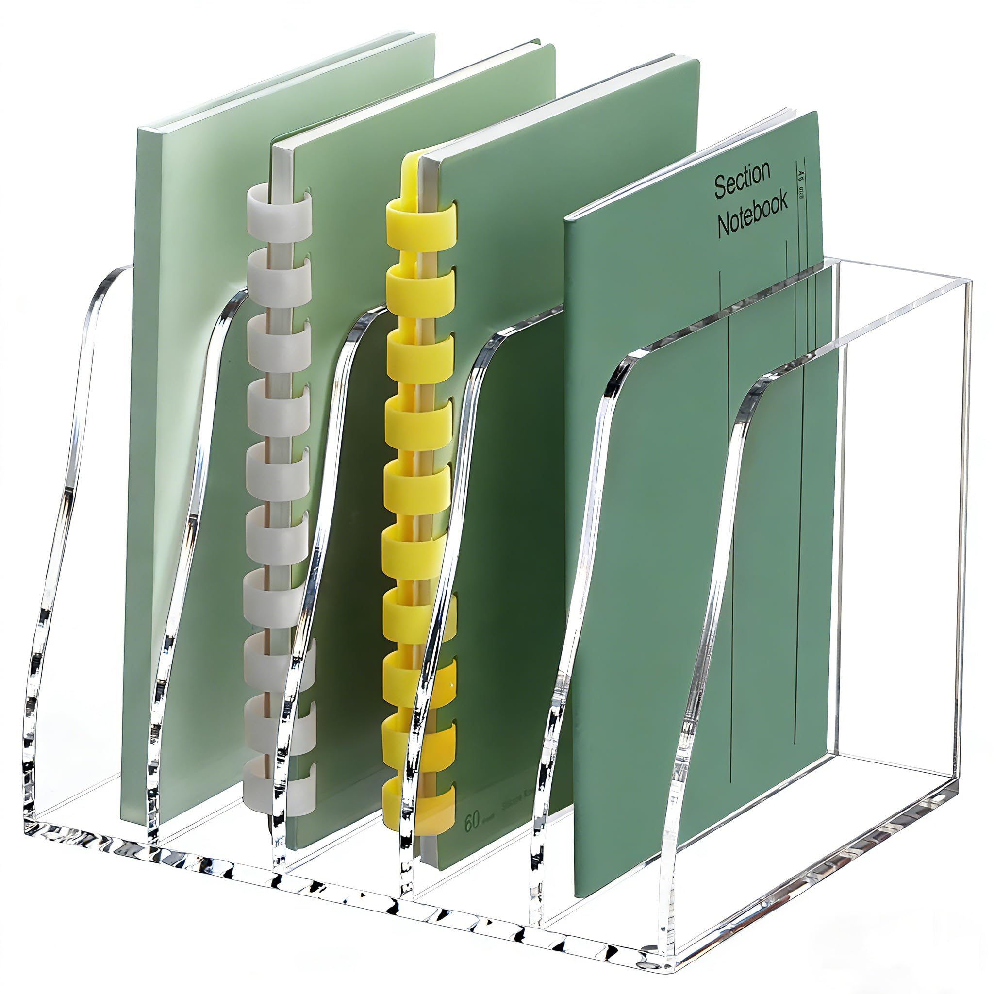 Porte-revues vertical en acrylique avec 5 compartiments de rangement pour tablettes