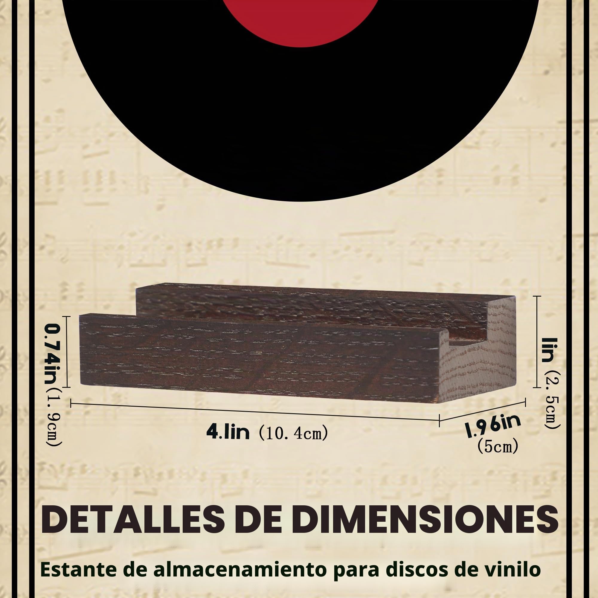 MITREL Juego De 12 Estantes De Madera De Roble Macizo, Estante De Pared para Discos, Soporte para Discos De Albumes, Estantes De Repisa De Fotos(Nogal Oscuro)