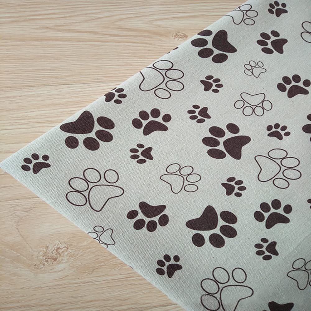 ONECHANCE Cotton Linen Blend Fabric by The Metre Animals Kids Printed Decorative Fabric for DIY Projects Color Cat Paw Size 1 Metre