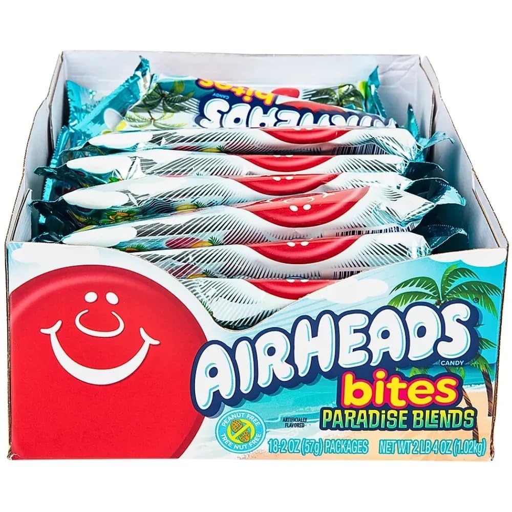Airheads Candy Bites, Paradise Blends Flaovr, Non Melting, Party, Concessions, Office, 2 Ounce (Pack of 18)