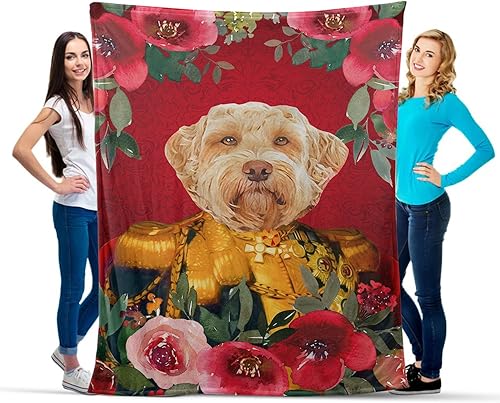 Miniatura 5 de Zocoshi Manta personalizada de retrato de mascota, retrato de mascota personalizado, manta de retrato de mascota real, manta de regalo conmemorativa