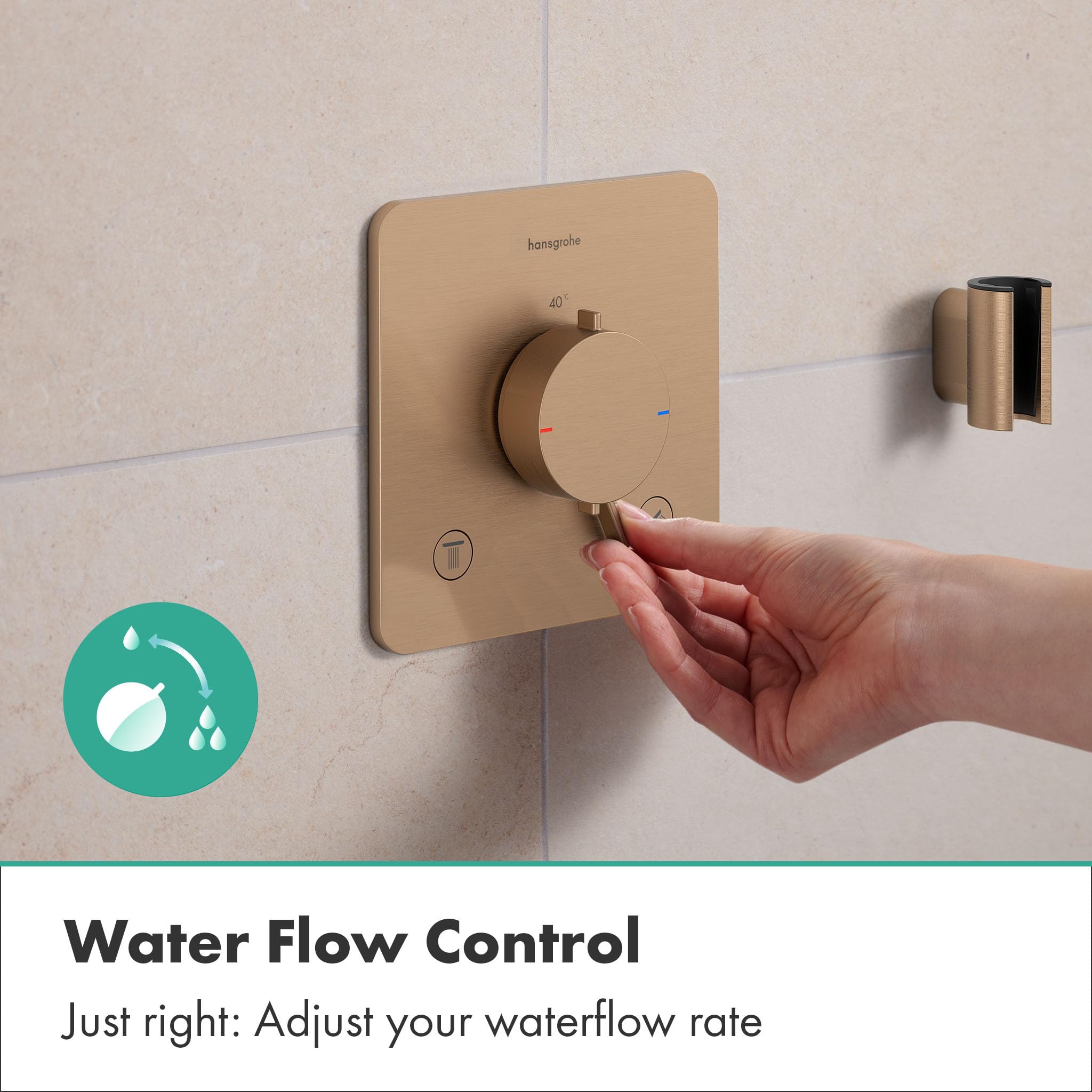 hansgrohe Ecostat Comfort Q - termostat prysznicowy podtynkowy, armatura prysznicowa z blokadą bezpieczeństwa (SafetyStop) w temperaturze 40°C, termostat do prysznica, bateria mieszająca dla 2
