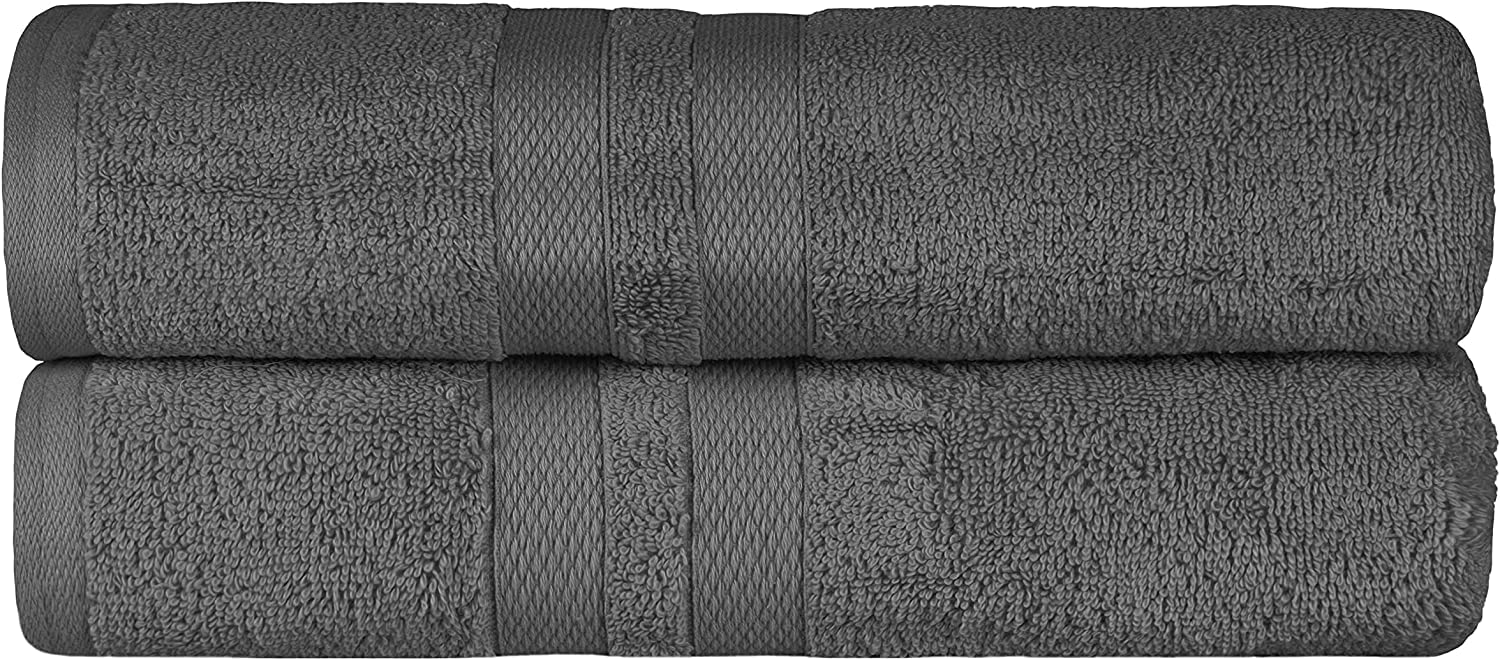 Wholesale Trade Dealz Pack of 2 Large Jumbo Bath Sheet Towels(75 x 150 cm) 100% Egyptian Cotton Big Bath Sheets Quick dry & Absorbent (Charcoal Grey, Cotton)