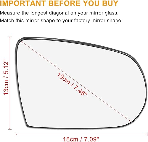Miniatura 3 de X AUTOHAUX Espejo retrovisor de coche de repuesto con placa de respaldo calentado lado derecho del pasajero para Jeep Cherokee 2014 2015 2016 2018