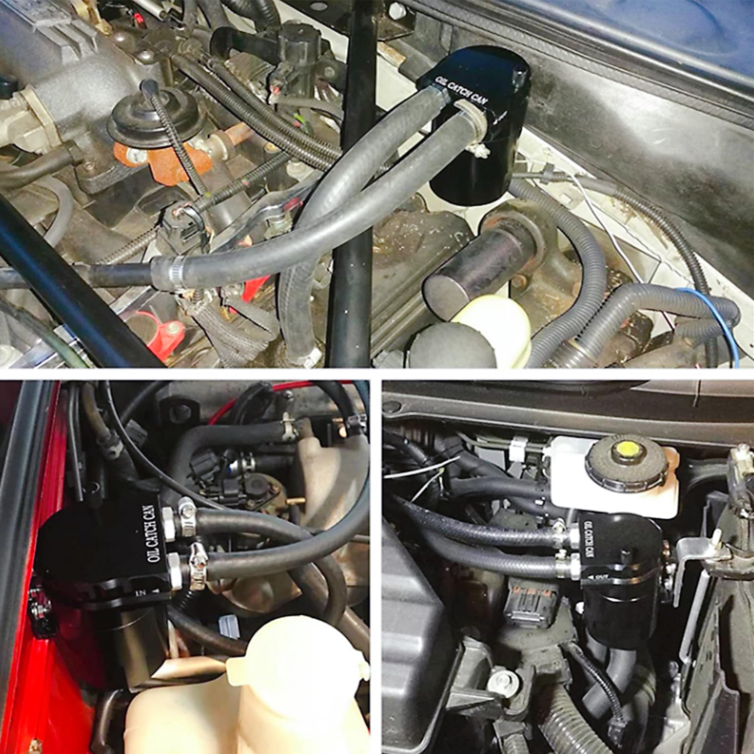 Decanter Vapori Olio per Auto 300ml Serbatoio di Raccolta dell'olio in Alluminio Universale Contenitore per Olio Motore con Filtro dell'aria Serbatoio del Carburante Veicoli (Nero)