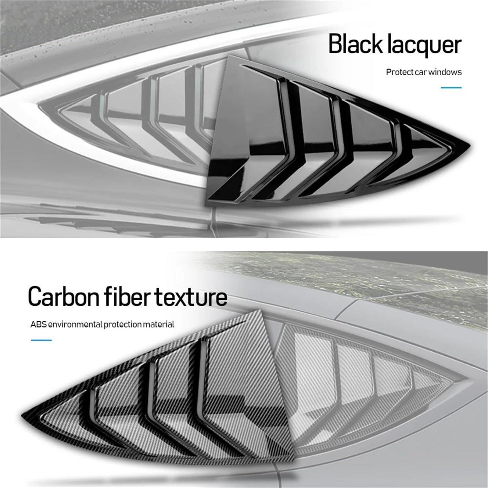 Coche Alerón Ventana Trasera Divisor Para Tesla Para Model 3 Para Highland 2024 ABS Cubierta Persiana Ventana Trasera Coche Embellecedor Ventilación Lateral Triángulo(Matte Black)