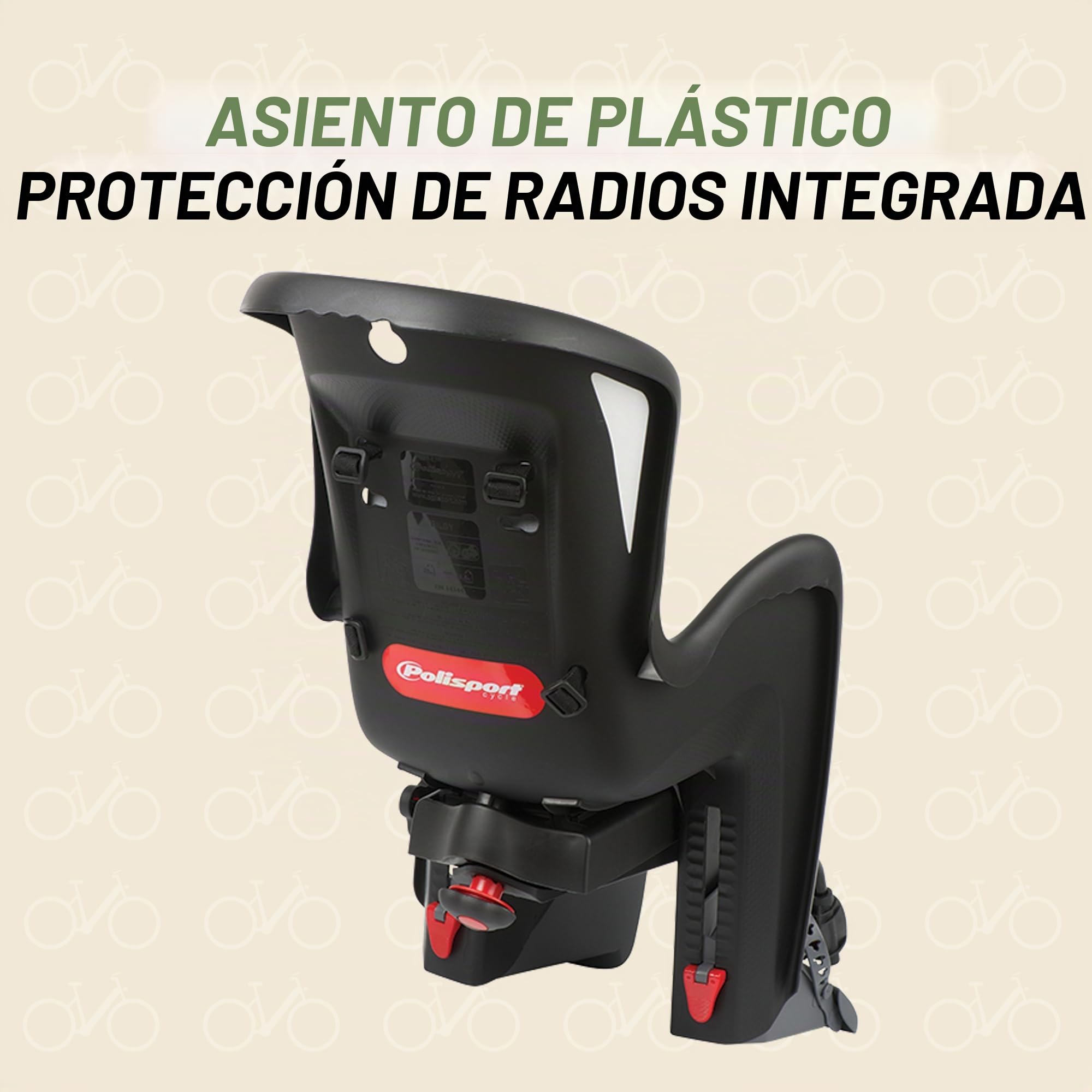 Polisport Silla de bicicleta infantil Bilby RS para niños, color negro