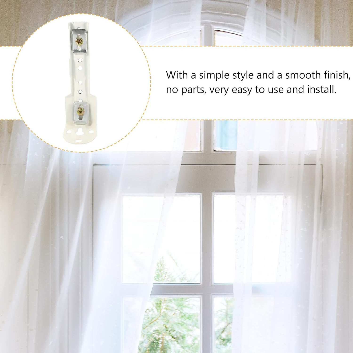 6pcs Curtain Track Mounting Code Bracket Metal Window Hardware Smooth Finish, Practical and Easy to Install, White Curtain Rod Holder for Store and Hotel Use