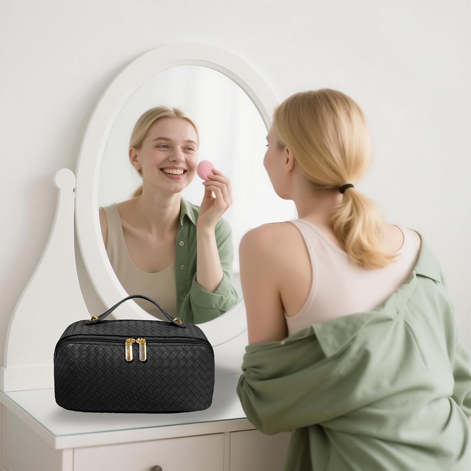 Makeup Bag for Women Large Capacity, Waterproof Travel Cosmetic Bag image 5