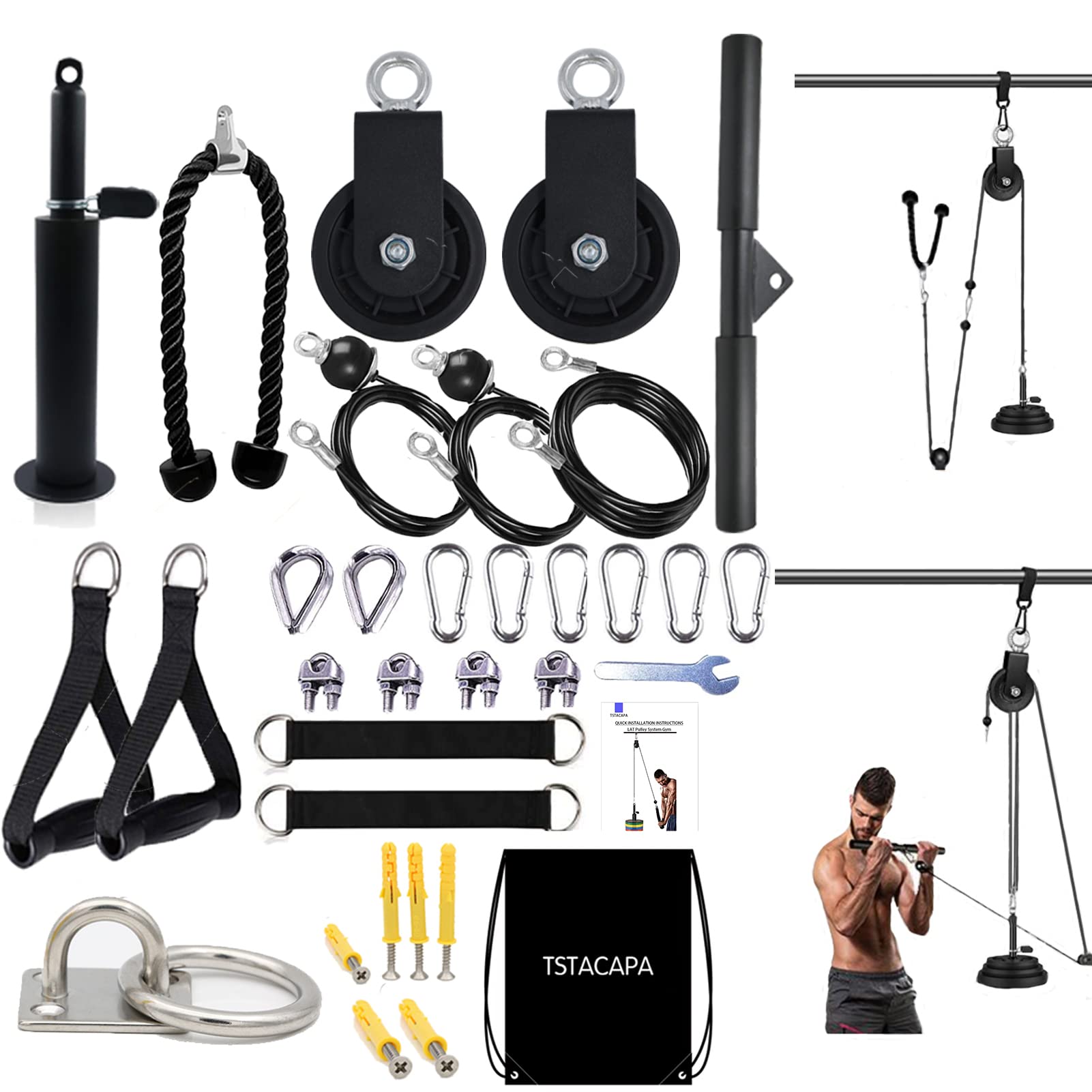 Buy TSTACAPA Upgraded Cable Pulley System Gym, DIY Pulley Cable