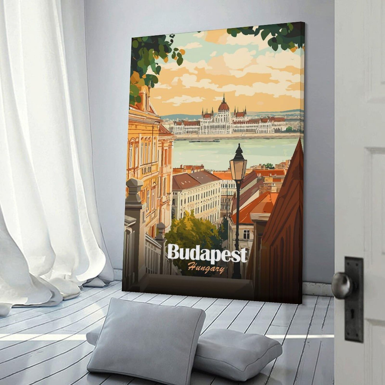 Junmoney Budapest, Hungary Travel Wall Decor Canvas Print, 24x36inch(60x90cm), for Living Room, Bedroom, Office Or Hallway, Stylish Home Artwork for Focal Walls