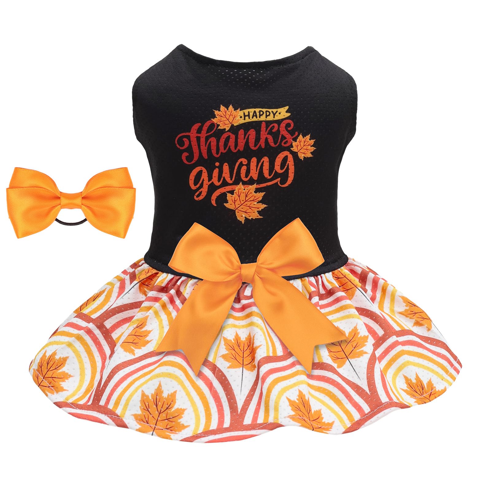 CuteBone Dog Mesh Dress Thanksgiving Puppy Sundress Pet Outfit Summer Fashion for Small Dogs Girl Cat Clothes