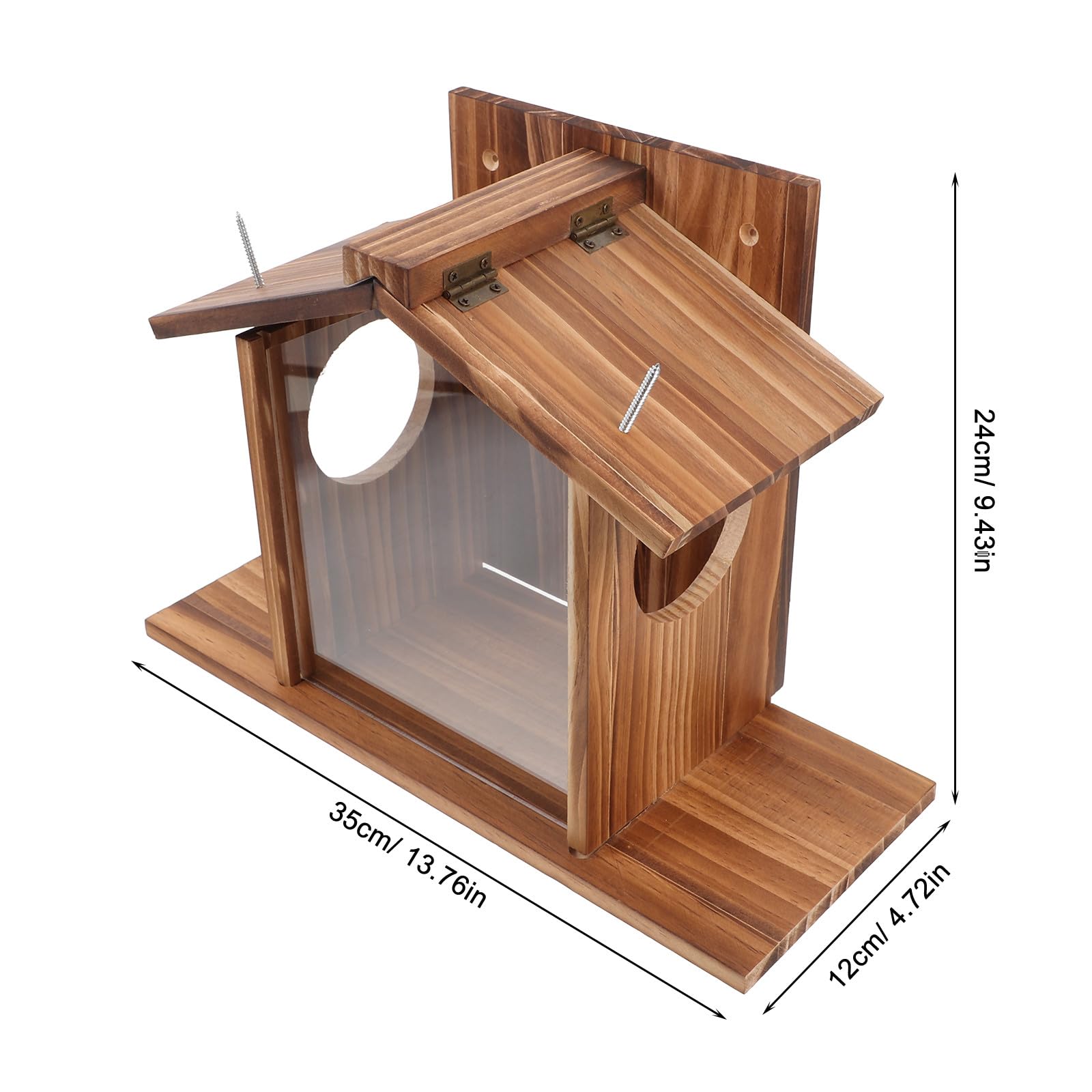 Eichhörnchen Futterhaus für Haustiere aus Natürlichem Holz mit Aufhängung Geeignet für Garten und Hinterhof als Futterbox und Futterstelle