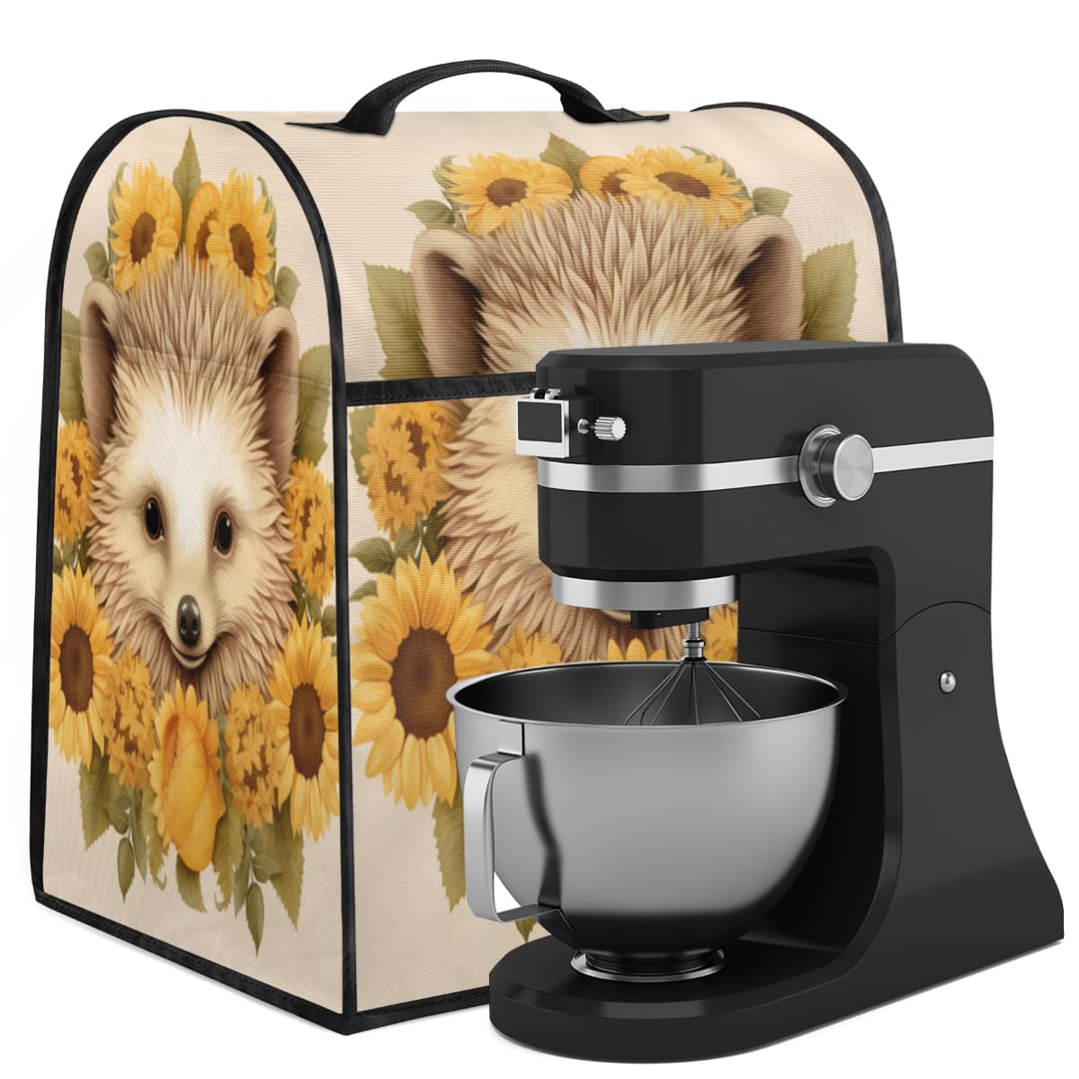 Coffee Maker Cover Sunflower Hedgehog Kitchen Appliance Covers Small Appliance Covers Blender Cover Juicer Cover Dust Covers for Kitchen Appliances with Top Handle and Pockets,Washable,B968