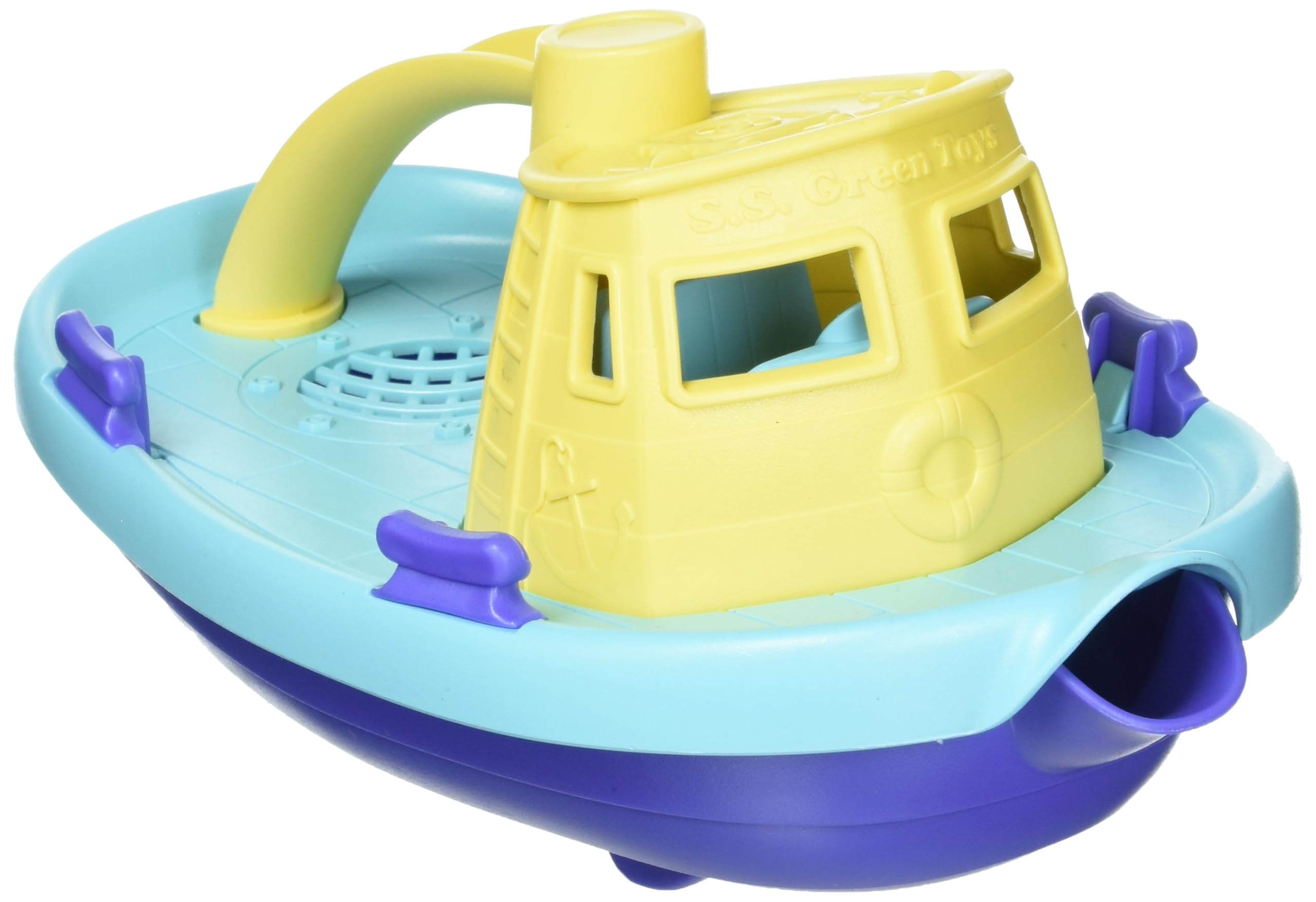 Green Toys OceanBound Tugboat - Eco Friendly Toy Boat, Bathtime Water Play, Gift For Babies & Toddlers, Recycled From Ocean Bound Plastic, 3 Colours Available 1 Chosen Randomly, Age 6 Months Old +