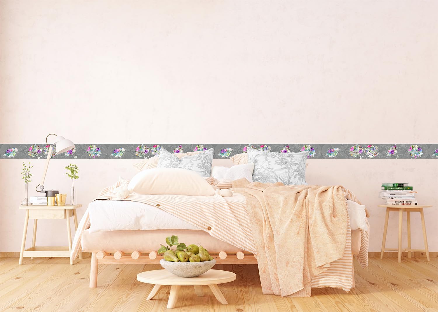 Fantasy of Flowers and Wood, self-Adhesive Border for Kitchen Walls, Living Room, Bedroom, Country House, 10 m x 14 cm.