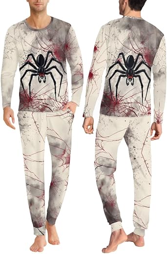 Cozeyat Halloween Matching Pajamas Set for Couples Soft Long Sleeve Pullover Pjs Men Women Cozy Adult Sleepwear