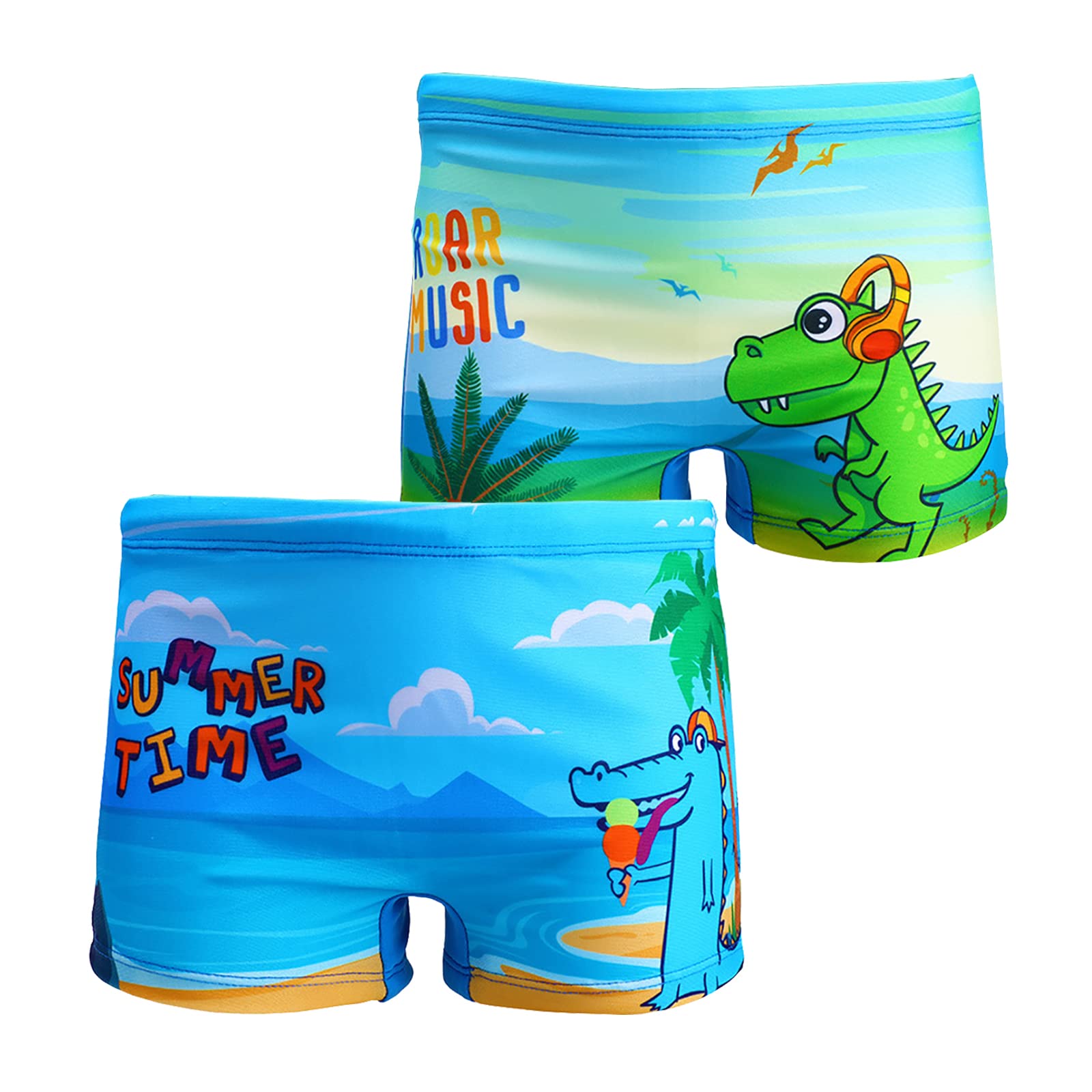 NautySaurs Paquete de 2 Bañadores Cortos niños de 1 a 10 años, Trajes de baño para niños pequeños Lindos Pantalones Cortos de Dinosaurio