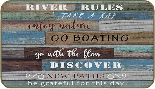 UINHMOP Felpudo decorativo de 17 x 30 pulgadas, para llevar una siesta, divertido tapete para el suelo del río, decoración de casa de campo para el