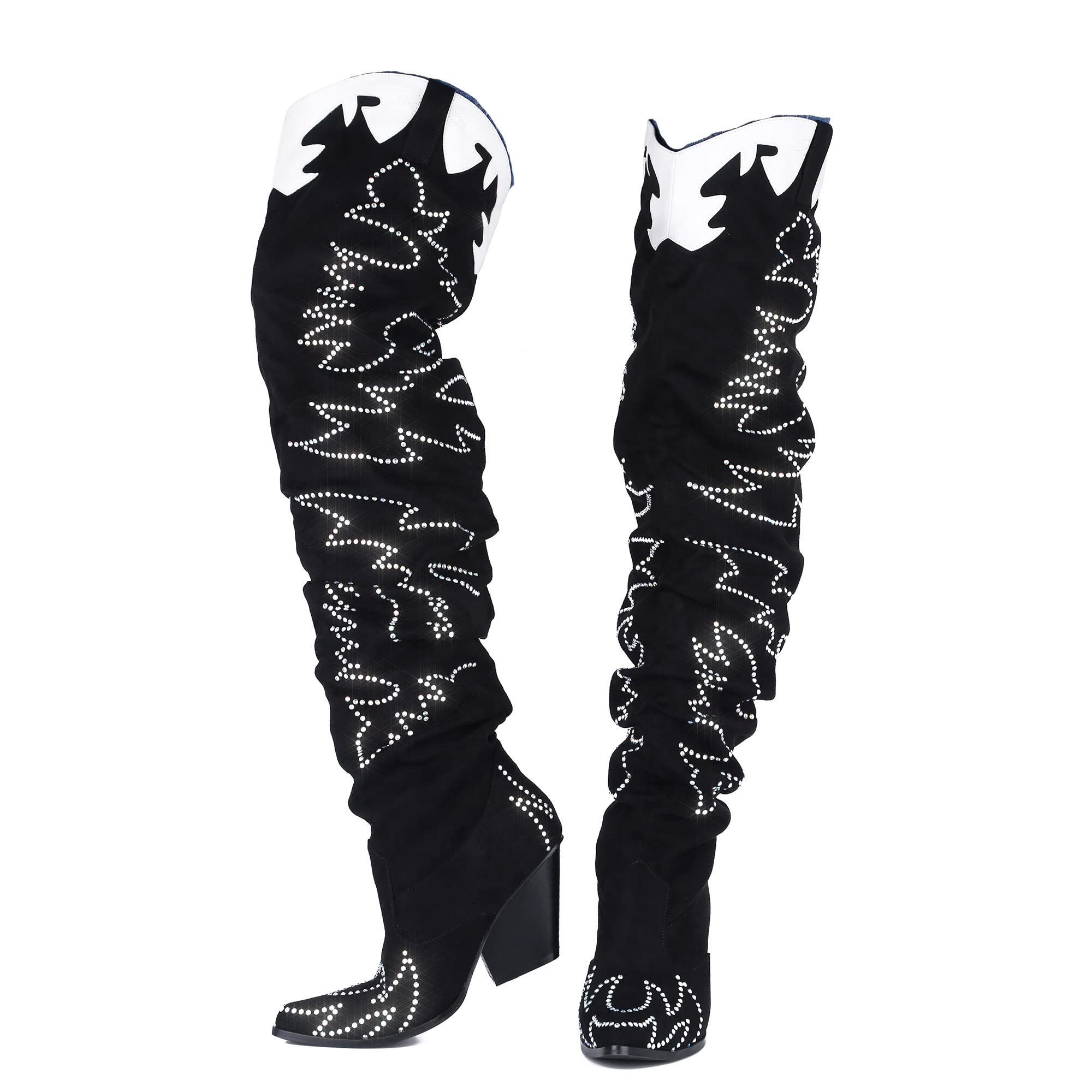 Cape Robbin Women's Western Thigh High Over The Knee Cowboy Cowgirl Boots - Chunky Block Heel Fashion Boots for Women (KELSEY-21)