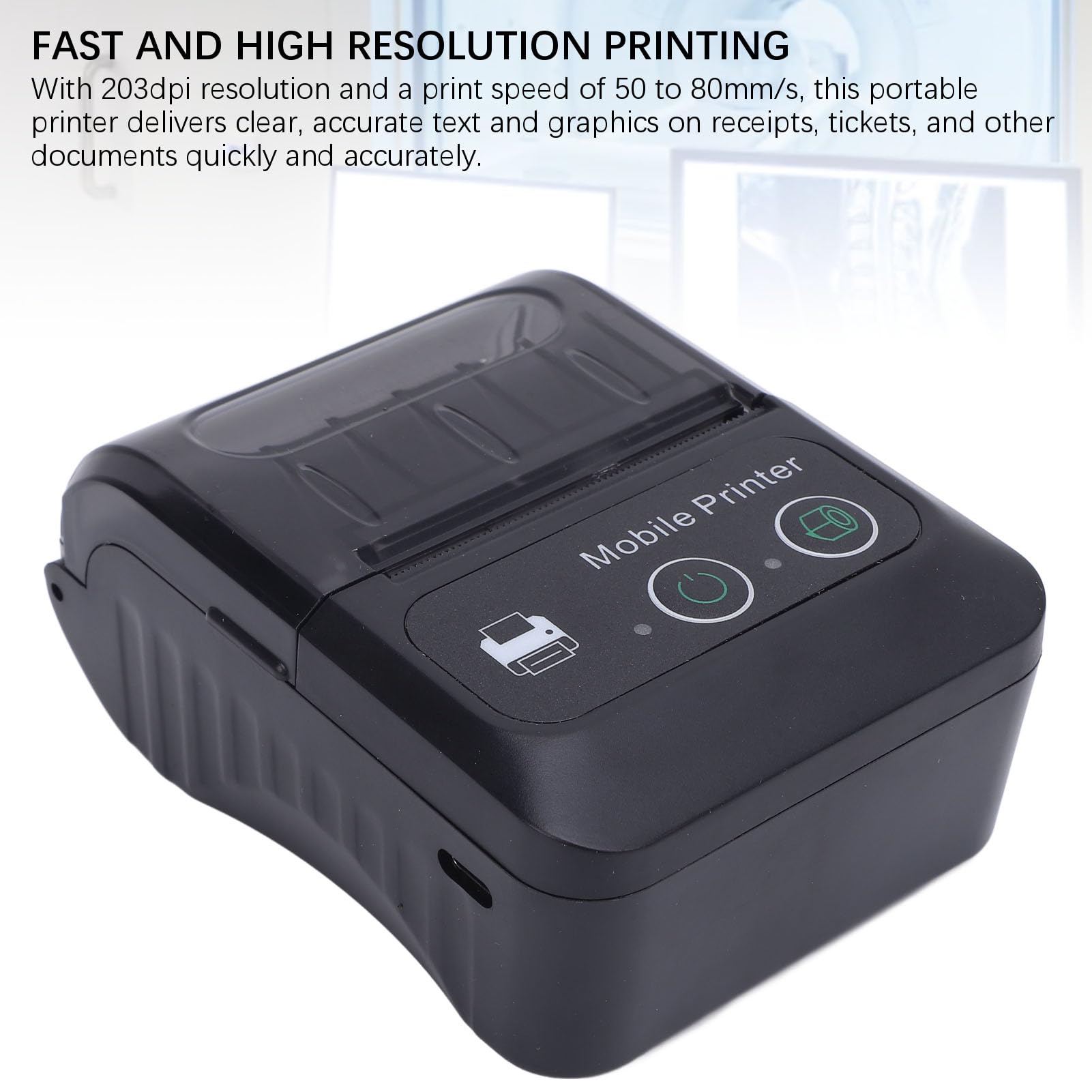 Jectse Bluetooth-Thermo-Belegdrucker, 58-Mm-POS-Drucker, 50 Bis 80 Mm Druckgeschwindigkeit Thermodrucker mit USB-Seriell-Ethernet, für Android, für Wins-Systeme