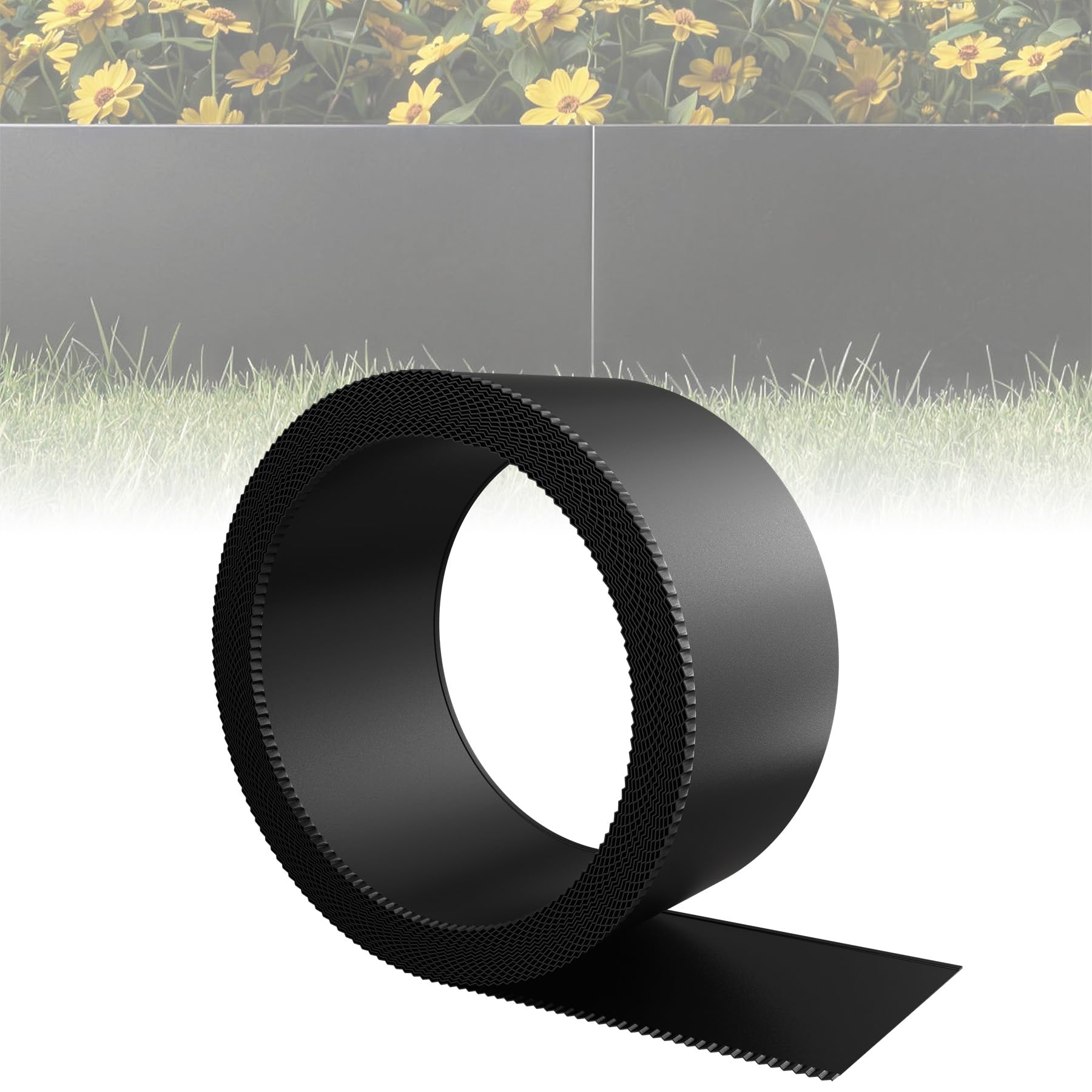 ACXIN Metall Beeteinfassung Flexibel 15cm Hoch Schwarz Verzinkt Rasenkante Rasenbegrenzung Mähkante Baumring Mulchkante Garten Beetumrandung Einfach installierbar Wetterfest