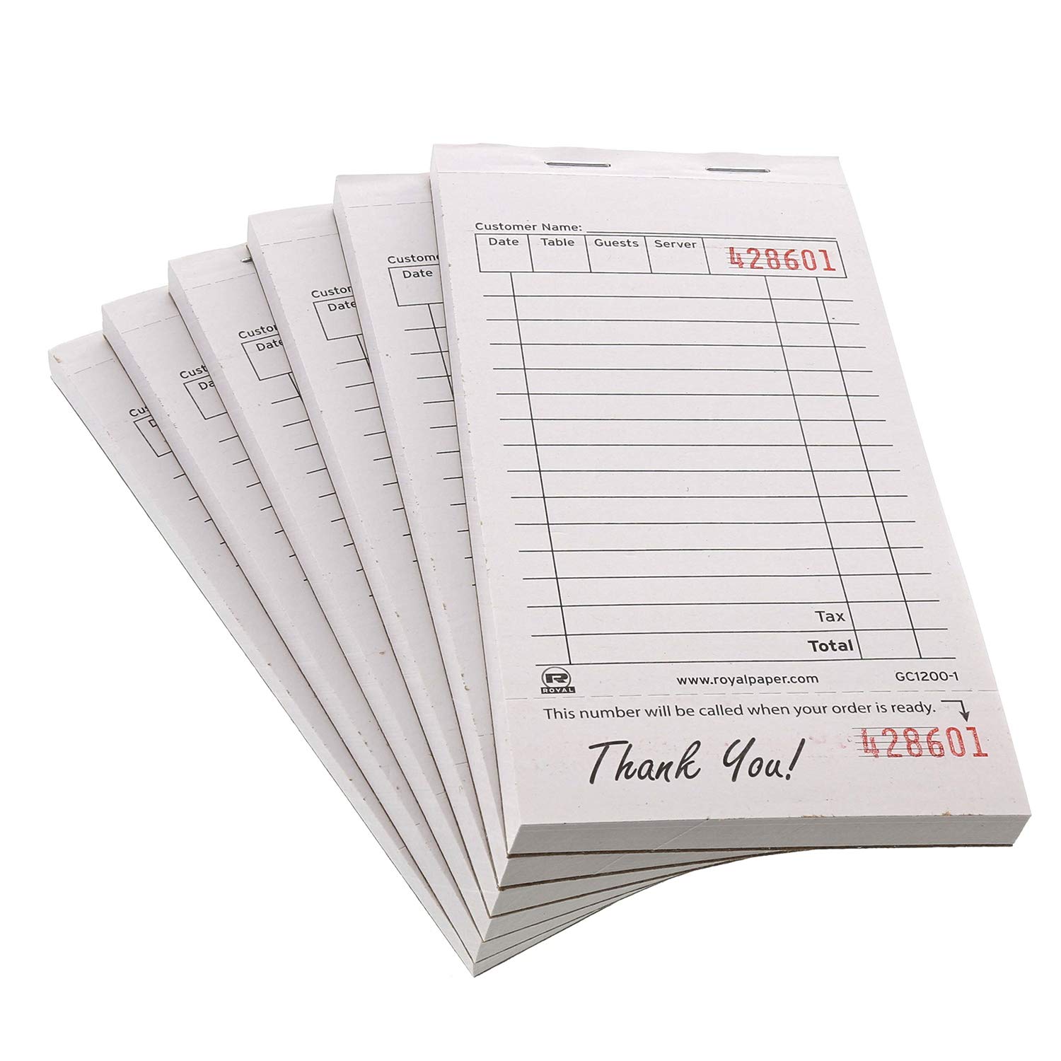 15 Line White Guest Checks-1 Part Booked, 10 & 100