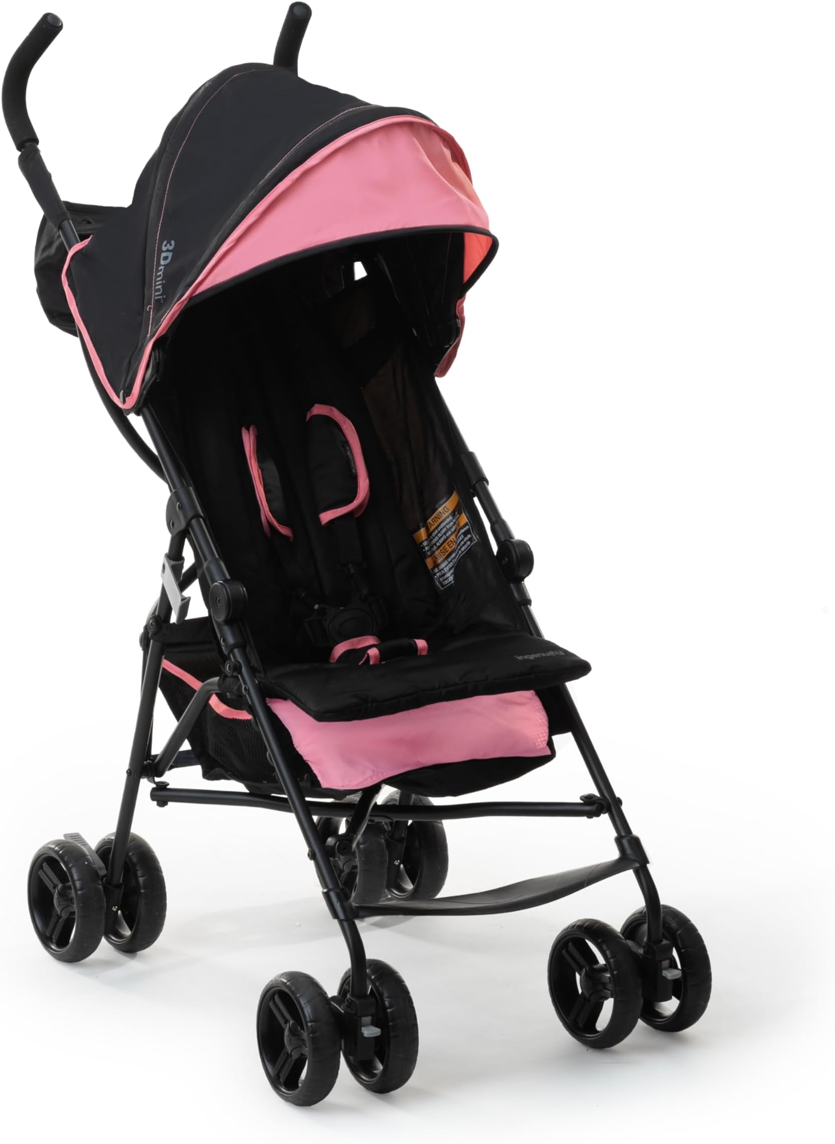 Ingenuity Summer 3Dmini Pink/Black Lightweight Umbrella Stroller, 11lbs, Multi-Position Recline, 5-Point Safety Harness, Ages 6 Months + to 45 Pounds