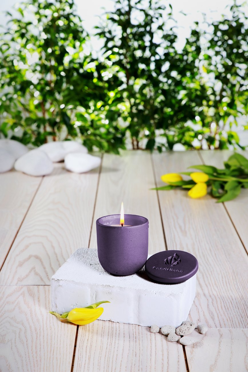 Candellana Candles Candlefort Concrete Candle-Poly II-Yellow, Scent: for Her