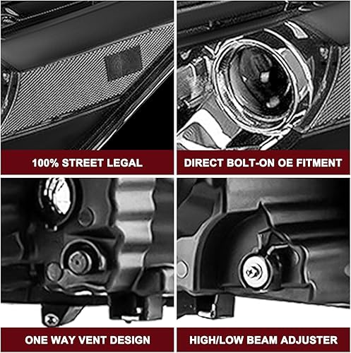 Miniatura 5 de JSBOYAT Reemplazo del conjunto de faros para Honda Accord Coupé de 2 puertas 2008-2012 (carcasa negra con reflector transparente)