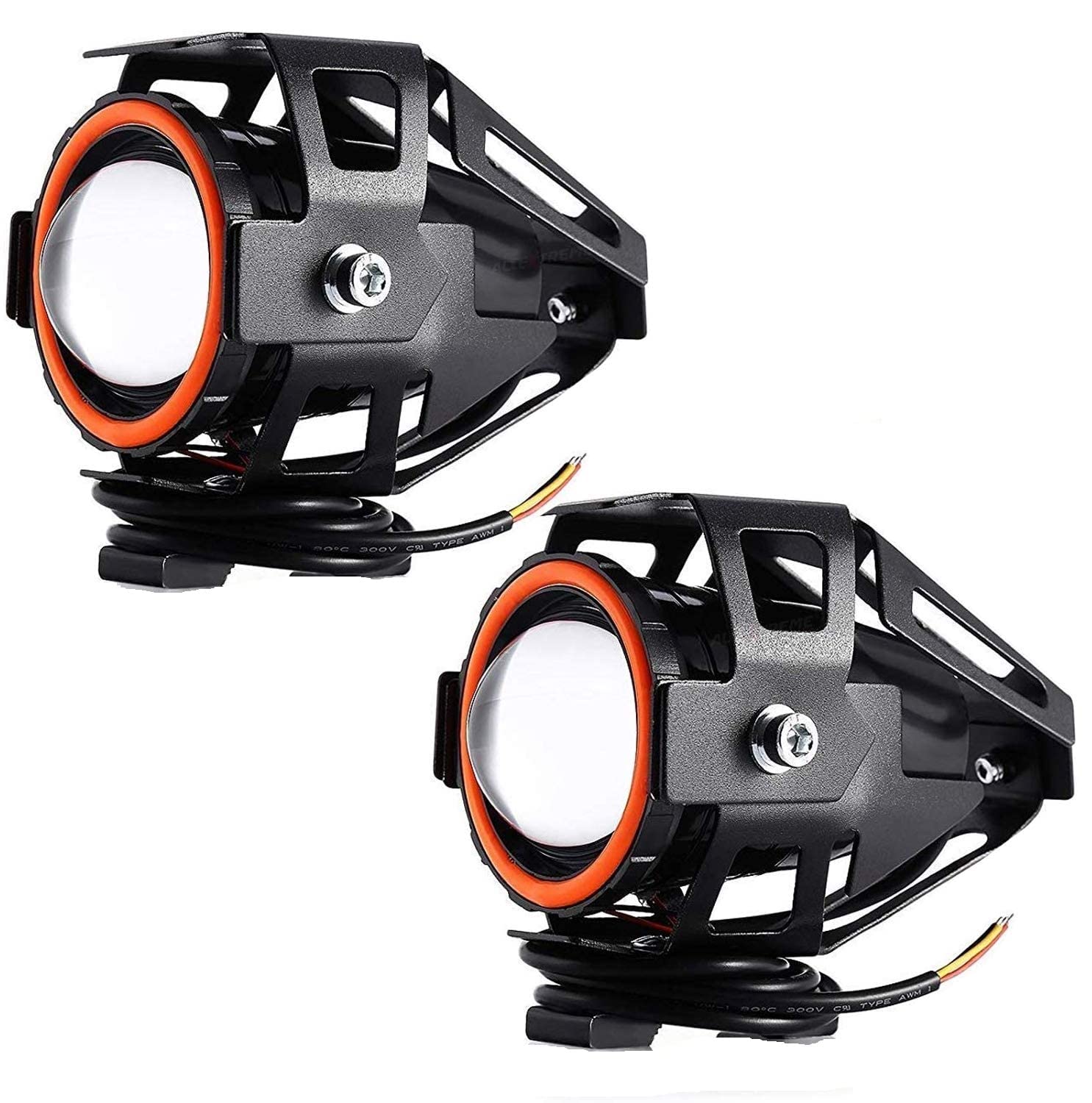 Thump U7 LED Fog Light Bike Driving Drl Fog Light Spotlight, High/Low Beam, Flashing-With Red Angel Eyes Light Ring- 2Pcs-image-45