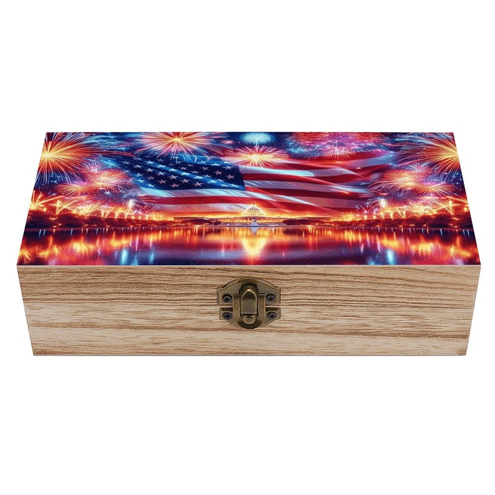 Wooden Storage Box with Hinged Lid Decorative Keepsake Boxes Organizer
