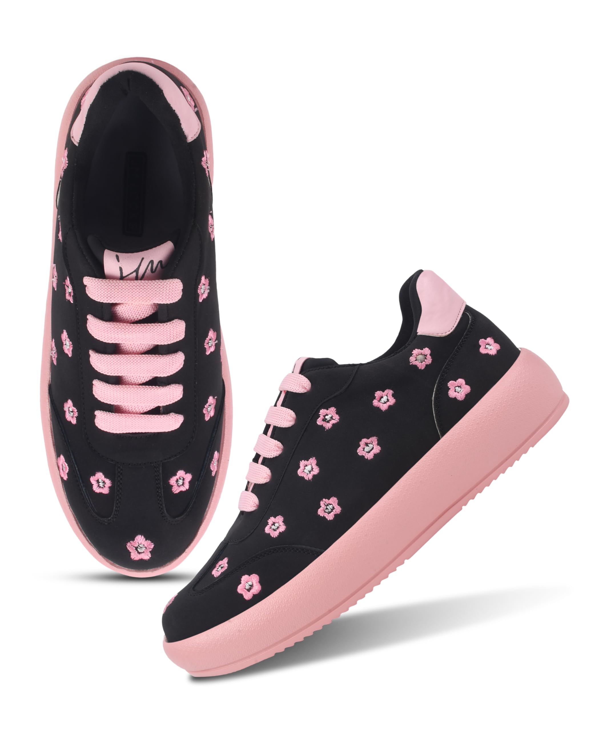 jm looks Floral Print Platform Sneakers Shoes for Women Lace-Up Shoes Fashion Sneakers-picture-41