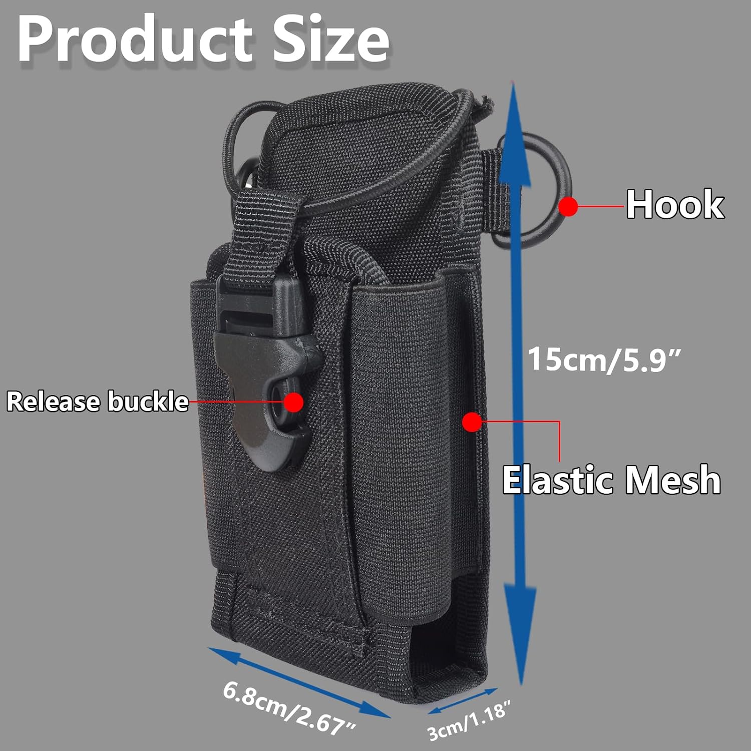 Universal Nylon Two-Way Radio Pouch with Anti-Sway Strap, Adjustable Shoulder Strap, MOLLE-Compatible Holster for BaoFeng Kenwood Motorola Midland Icom Yaesu Cobra Retevis Radios