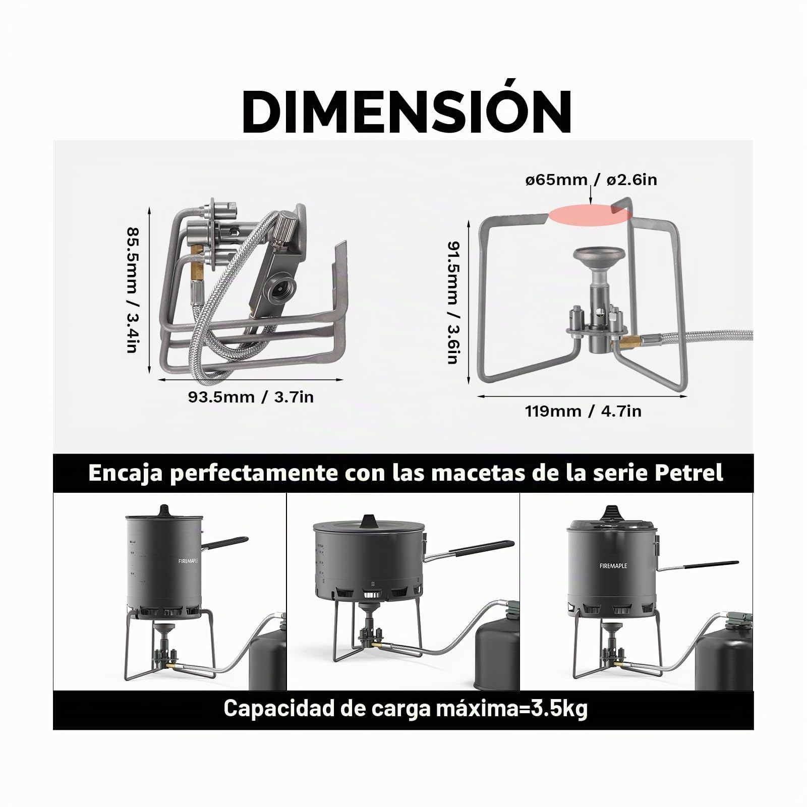 Fire-Maple Petrel Hornillo Ultraligero de Titanio – El Hornillo Remoto más Ligero del Mundo (95,5 g), 2,7 kW, Ebullición Rápida, Ideal para Senderismo, Trekking y Camping Minimalista