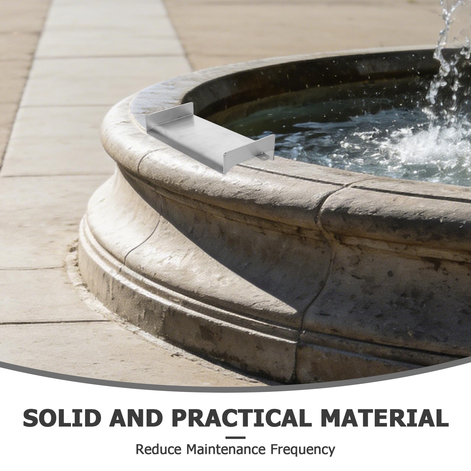 Abaodam Canale di Scarico a Cascata in Acciaio Inox 20x10x2,5 Cm per Fontane da Giardino, Sfioratore per Laghetti Fai da Te e Giochi D’Acqua Esterni, Accessorio per Cascata Naturale
