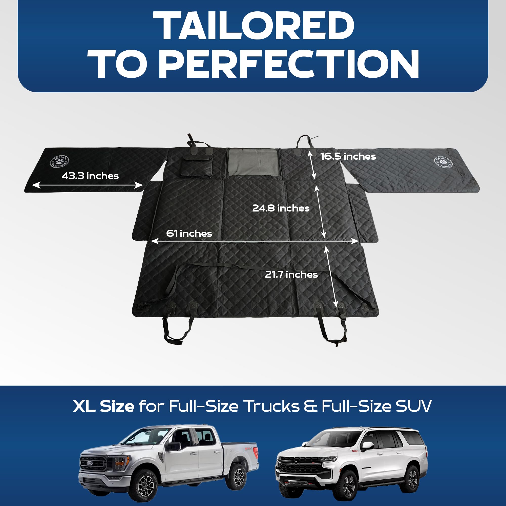 Ruff Liners Large Back Seat Extender for Dogs, Black – As Seen on Shark Tank – Flat Bridge Platform for Full-Size Trucks, Stable Base, 400lb Support, Waterproof – Rigid Back Seat Cover for Dogs - image 6