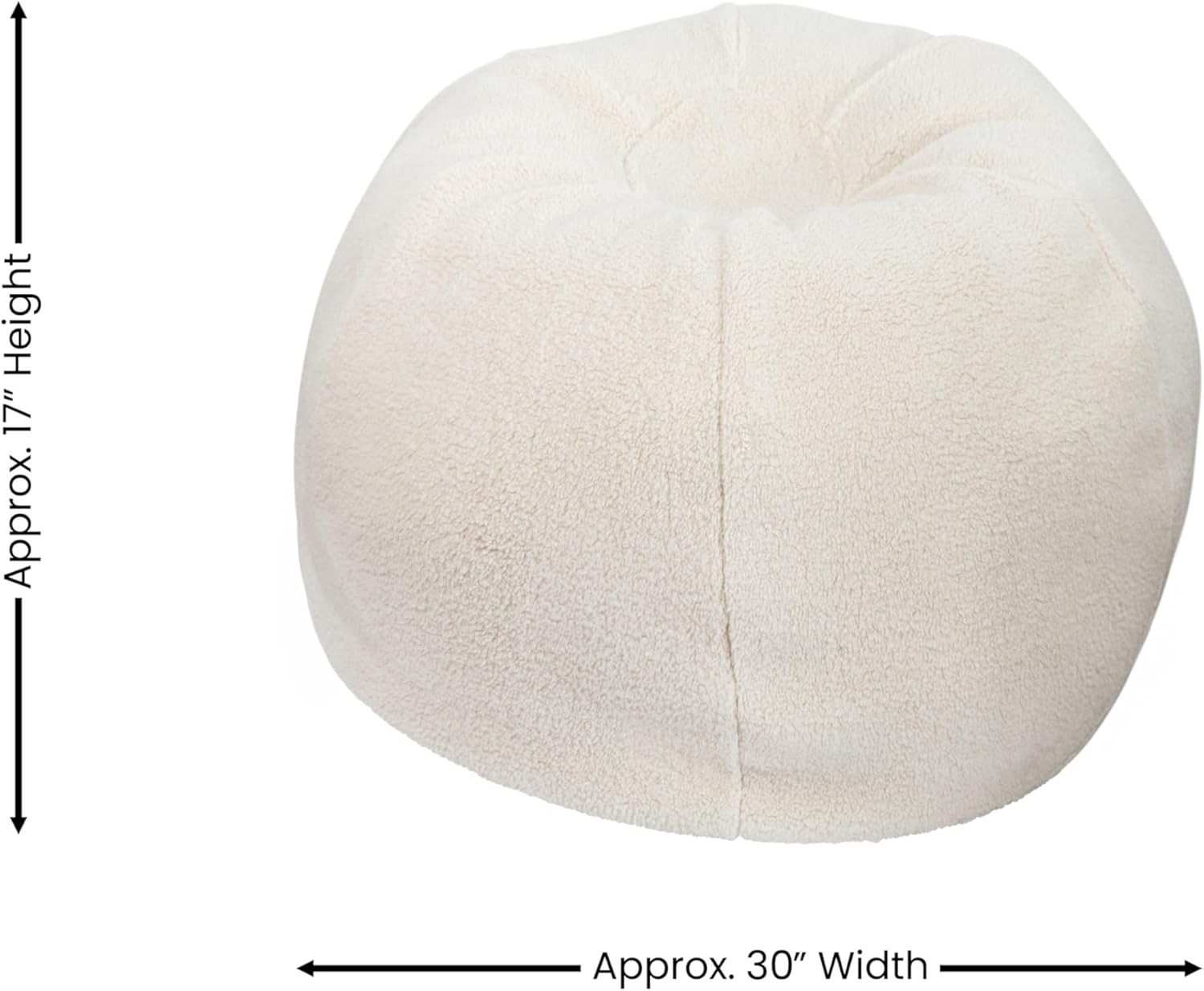 Flash Furniture Dillon Sherpa Bean Bag Chair, Classic Refillable Bean Bag Chair for Kids and Teens, Small, Natural