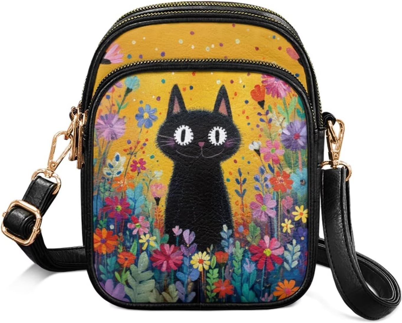 GIFTPUZZ Soft Leather Crossbody Purses with Adjustable Strap and Three Zipper Pockets for Women Ladies Medium Size