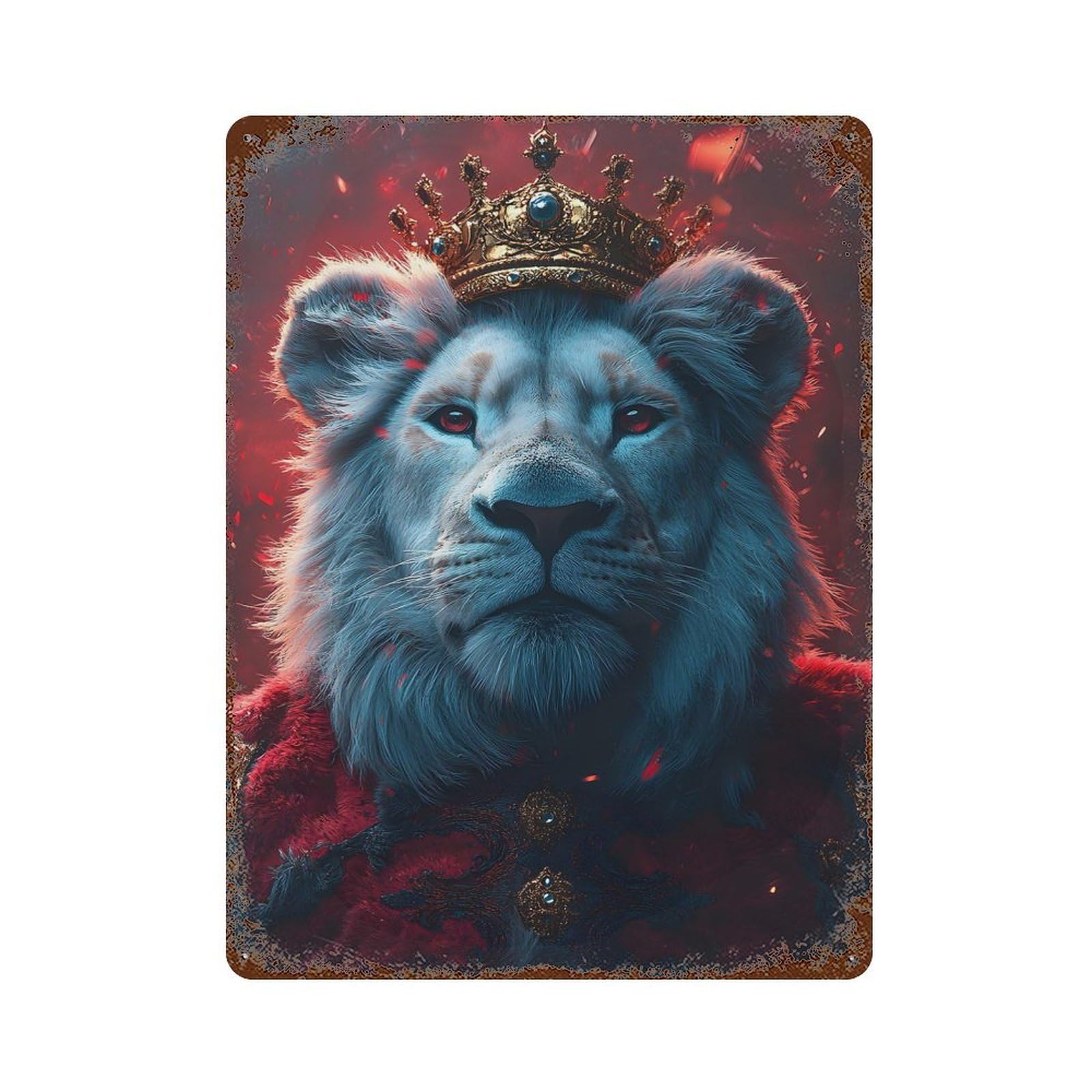 Vintage Metal Tin Sign with Lion Artwork Design 15.7"x11.8", for Garage, Bar And Workshop Decor, Novelty Wall Decor