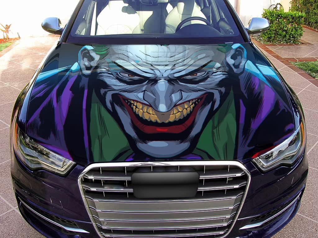 Stikka The Joker Vinyl Car Hood Sticker Full Color Graphics Wrap Decal Arkham Villain 54"x65" (137cm x 165cm)