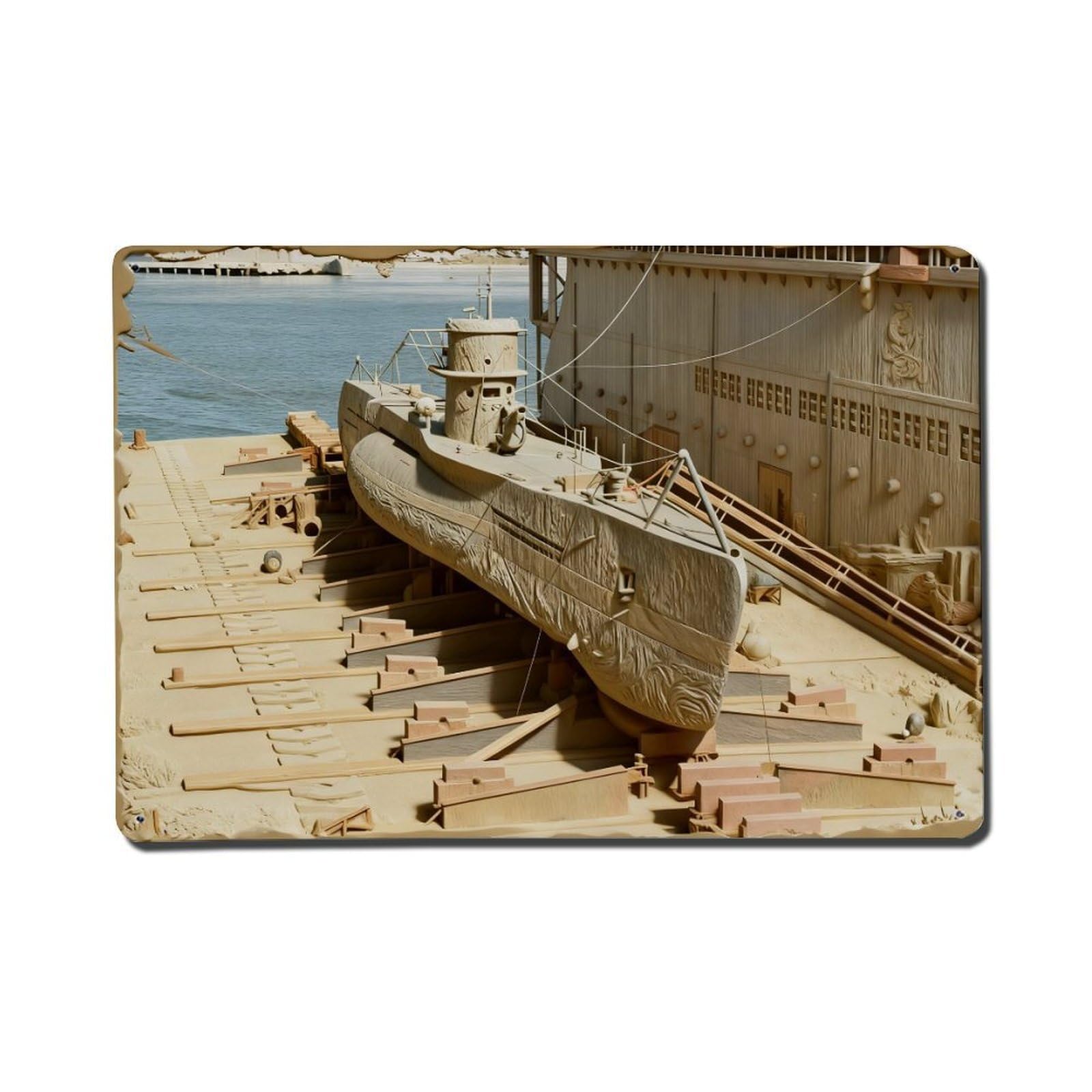 Iageret Vintage Submarine Dry Dock Repair Scene Metal Tin Sign Retro Wall Decor, Bar Garage Cafe Kitchen Home Wall Art Poster Decoration 8X12inches