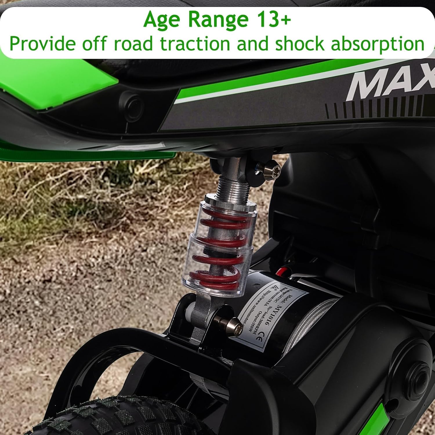 Kids Electric Dirt Bike 350 W Electric Motorcycle，24 V Kids Dirt Bike ，3-Speed Modes Off-Road Motorcycle with Shock Absorber，Max Weight 135 Lbs.