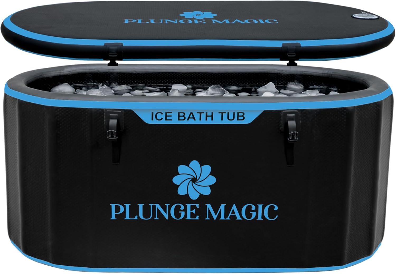 Ultimate Cold Plunge Tub Inflatable Ice Bath Tub With Cover for Athletes Portable & XXL Size Black, Water Chiller Compatible (Black-Elongated)