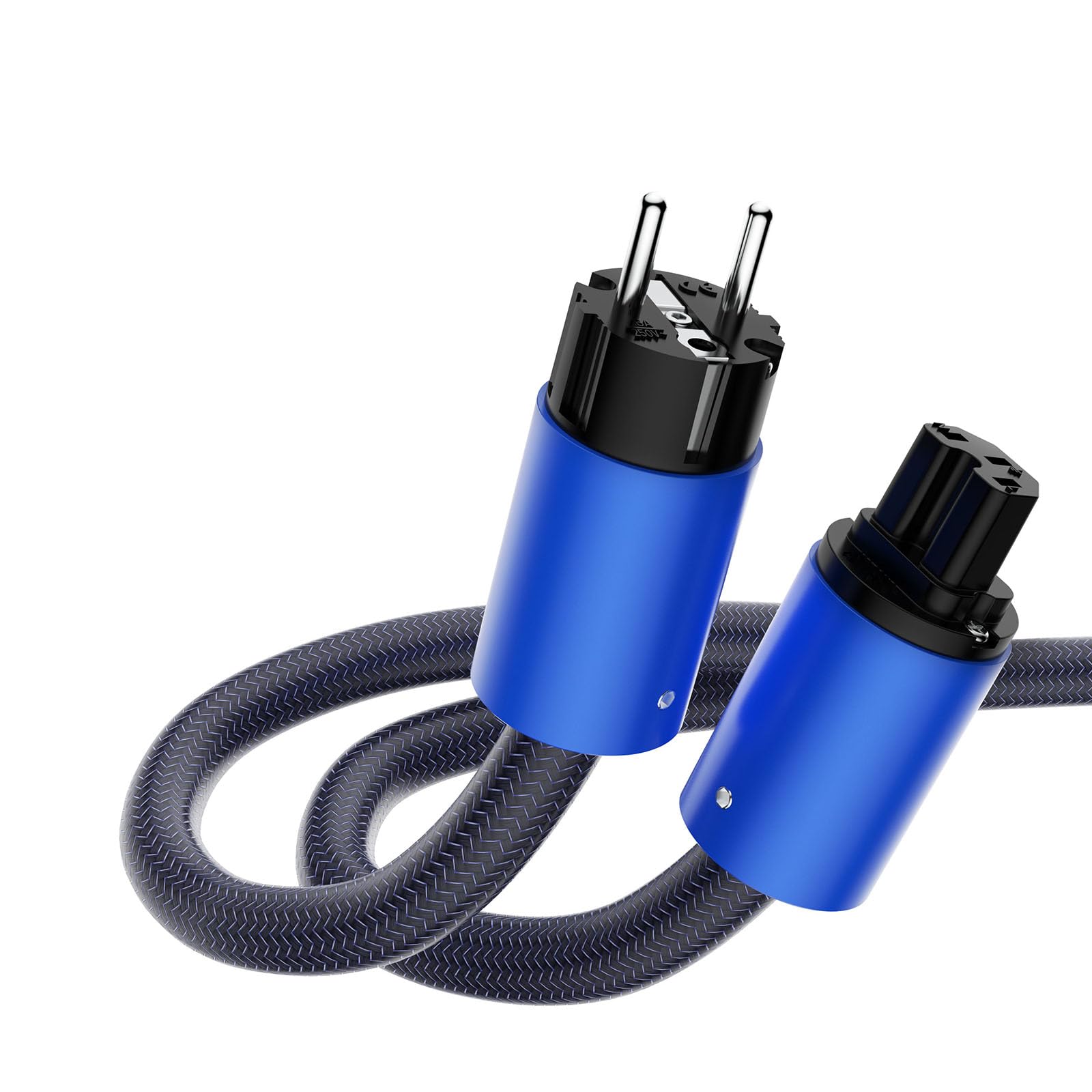 High End Silver Plated OFC Mains Cable - 1M With Schuko and IEC Plug for HiFi Audio-Video and Home Cinema Systems