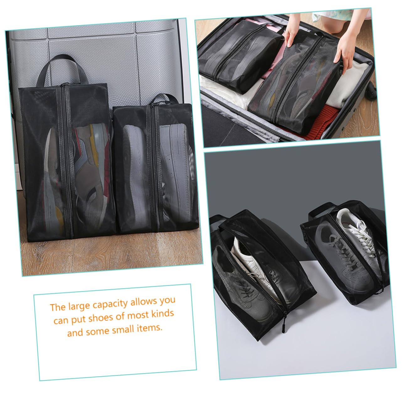 6pezzi Borse Scarpe Portatili Rete Traspirante Organizer Per Calzature Da Viaggio Per Separare Scarpe e Vestiti Valigia Accessori Per Viaggi Uomini e Donne