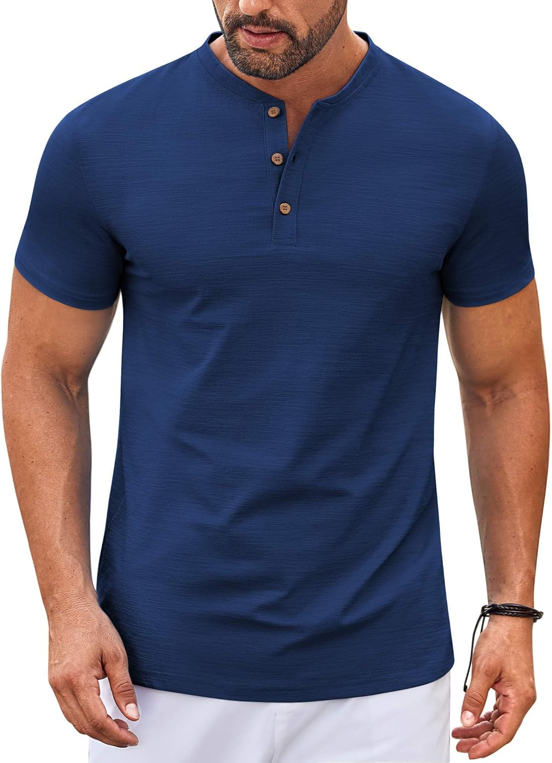COOFANDY Mens Henley Shirts Short Sleeve Casual Button Down Shirts Lightweight Summer Basic Tee
