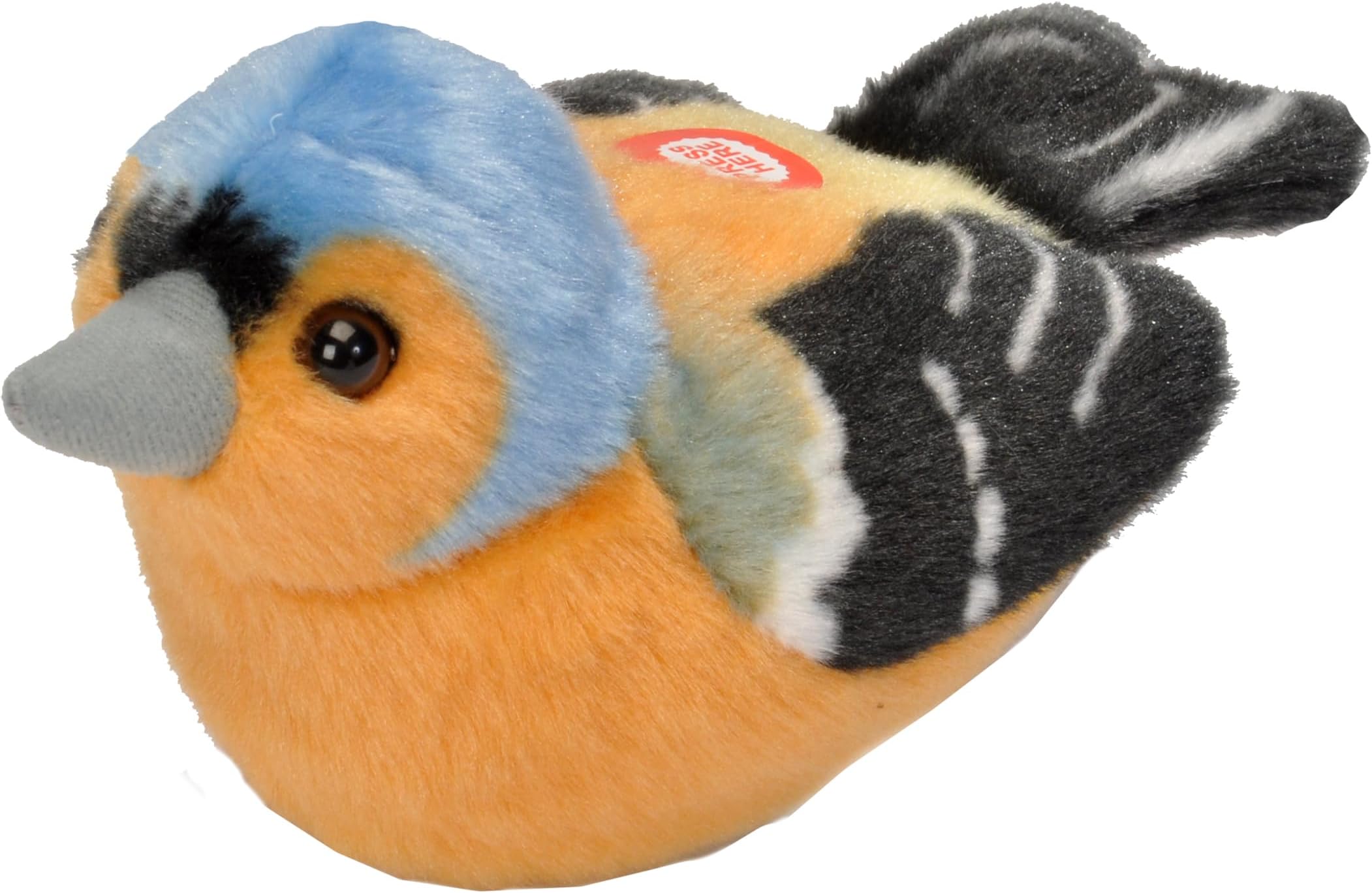Wild Republic 19484 13-16 cm Chaffinch with Real Bird Calls Plush Toy, Green, Blue, Yellow